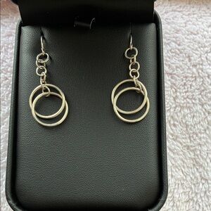 Sterling Silver Y2K Double Ring Drop Earrings